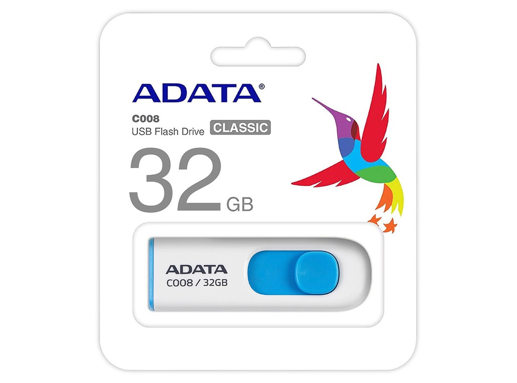 USB 32GB Adata C008 Blanco con Azul 2.0