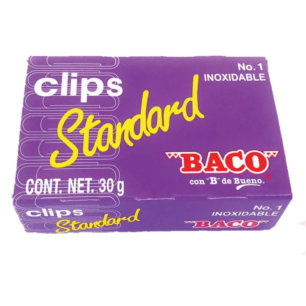 Paquete C/10 Cajas Clip Baco #1 Standard C/u100 pzas