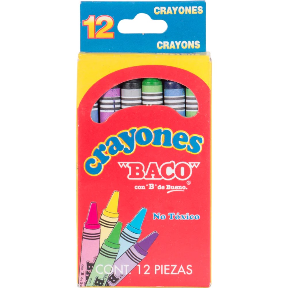 Paquete C/5 Cajas Crayones Baco Triangular C/u 12 pzas