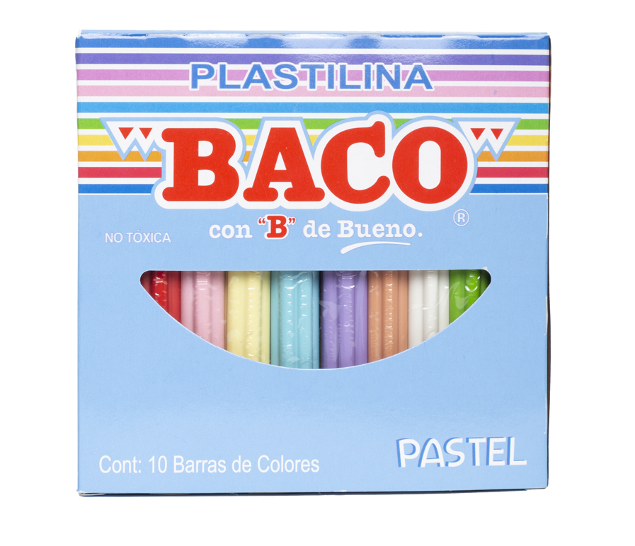 Paquete C/6 Plastilina Baco Caja C/10 Barritas Colores Pastel