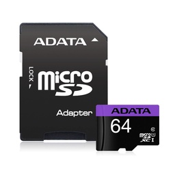 [AUSDX64GUICL10-RA1] Micro Sd 64Gb Adata Clase 10 Con Adaptador Morada